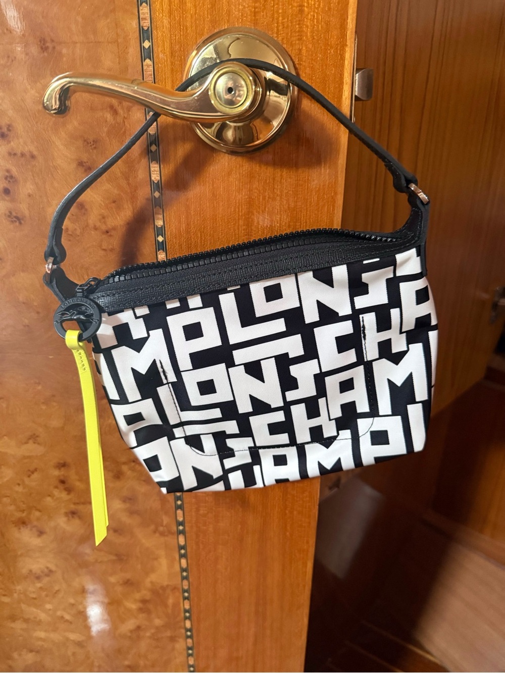 $180 Longchamp Le Pliage LGP Logo Print Mini Shoulder Bag, Zip Closure, Lined